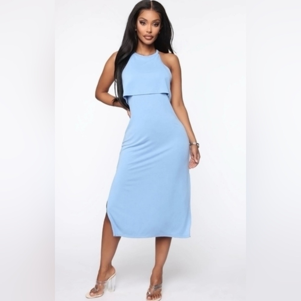 Double Zero Sky Blue Racerback Cutout Dress